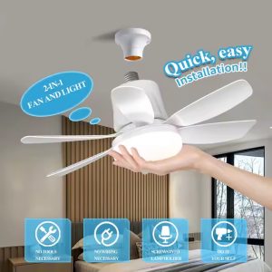 Modern E27 Ceiling Led Fan Light Intelligent Dimming with Remote Control