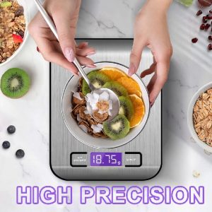 Rechargeable Digital Kitchen Scale Stainless Steel Precision-Accurate 1g-10Kg